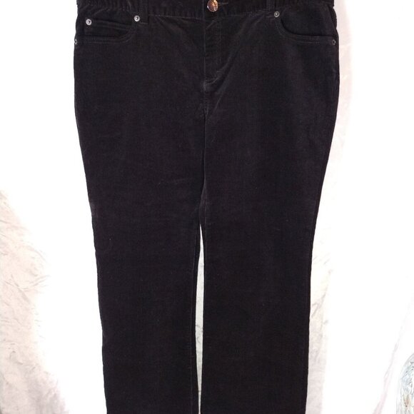 Michael Michael Kors Black corduroy mid-rise straight leg pants. - Picture 1 of 3
